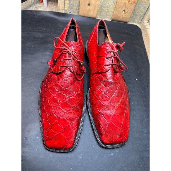 Mauri M Collection Red Genuine Alligator Leather Dress Shoes Italy Size 8.5 M main image 9